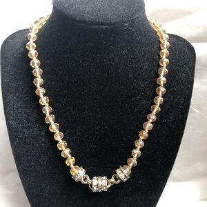 KIRKS FOLLY Crystal Goddess Beaded Magnetic Orange Necklace Goldtone